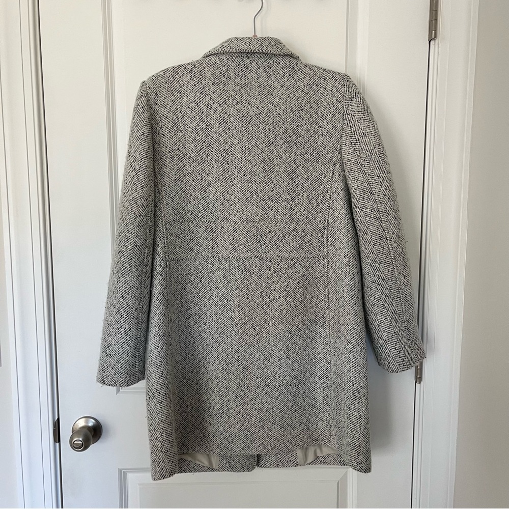 Loft Gray Herringbone Pattern Zip Up Coat With Po… - image 8